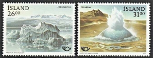 FRIMÆRKER ISLAND | 1991 - AFA 740,741 - Norden frimærker, turistmål - 26,00 + 31,00 kr. flerfarvet - Postfrisk